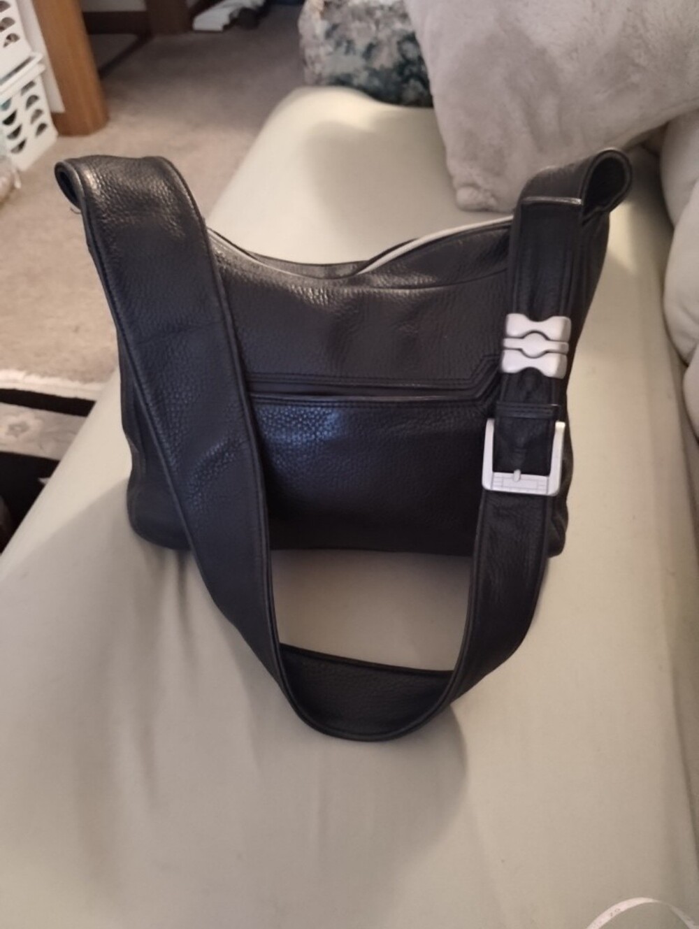 Vintage Patti Jarell Black pebbled Leather  Shoulder Bag .